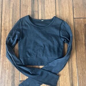 lululemon ebb to street cropped longsleeve shirt